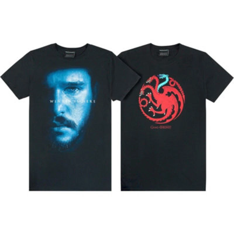 Image of Game Of Thrones Game Of Thrones Men Multi-Pack of 2 Short-Sleeved T-Shirts in Black Size: Small Black S Male 5056210142783