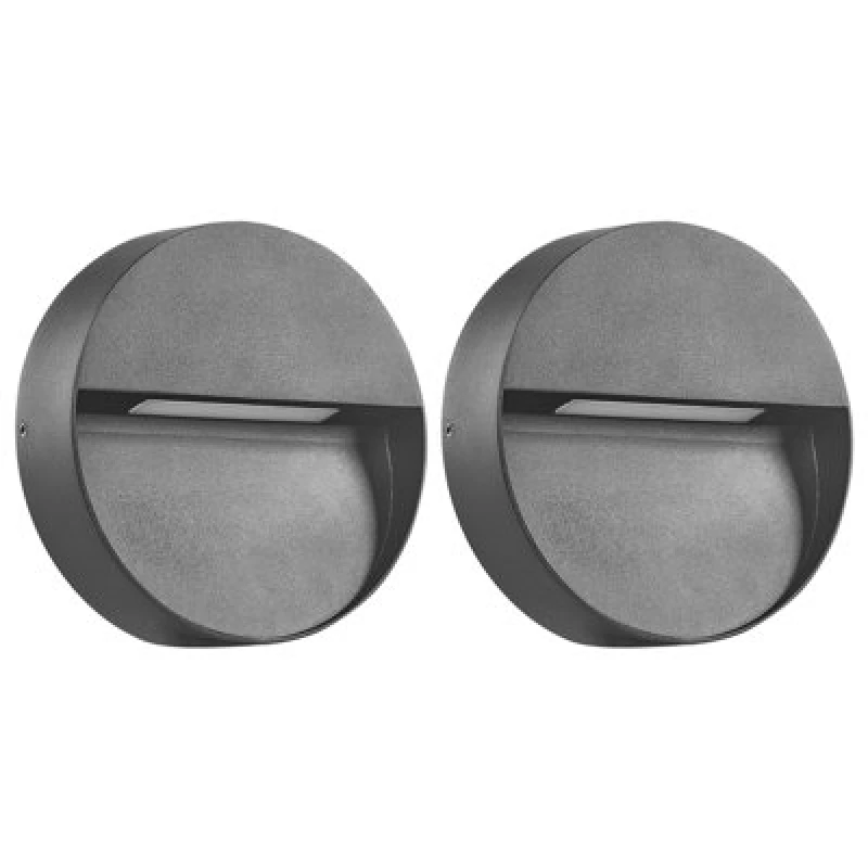 Image of Beliani Set Of 2 Outdoor LED Wall Lights Pompton Black