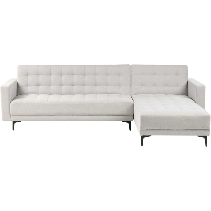Image of Beliani Modular Corner Sofa Bed 4 Seater Aberdeen Fabric Light Grey Left Hand