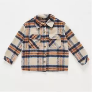 Image of Missguided Petite Check Print Shacket - Orange