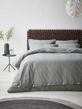 image of Content By Terence Conran Washed Texture Cotton Duvet Cover Set - Grey