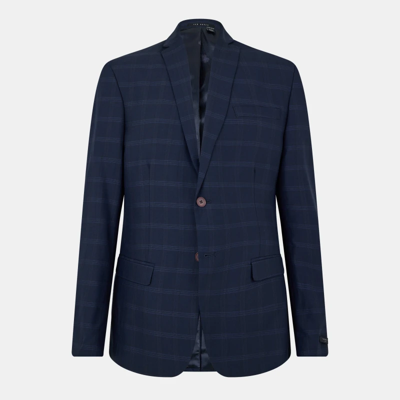 Image of Ted Baker Mens Rust Check Suit Jacket Navy male 36 (46)
