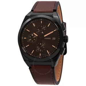 Image of Fossil Men Everett Chronograph Brown Eco Leather Watch