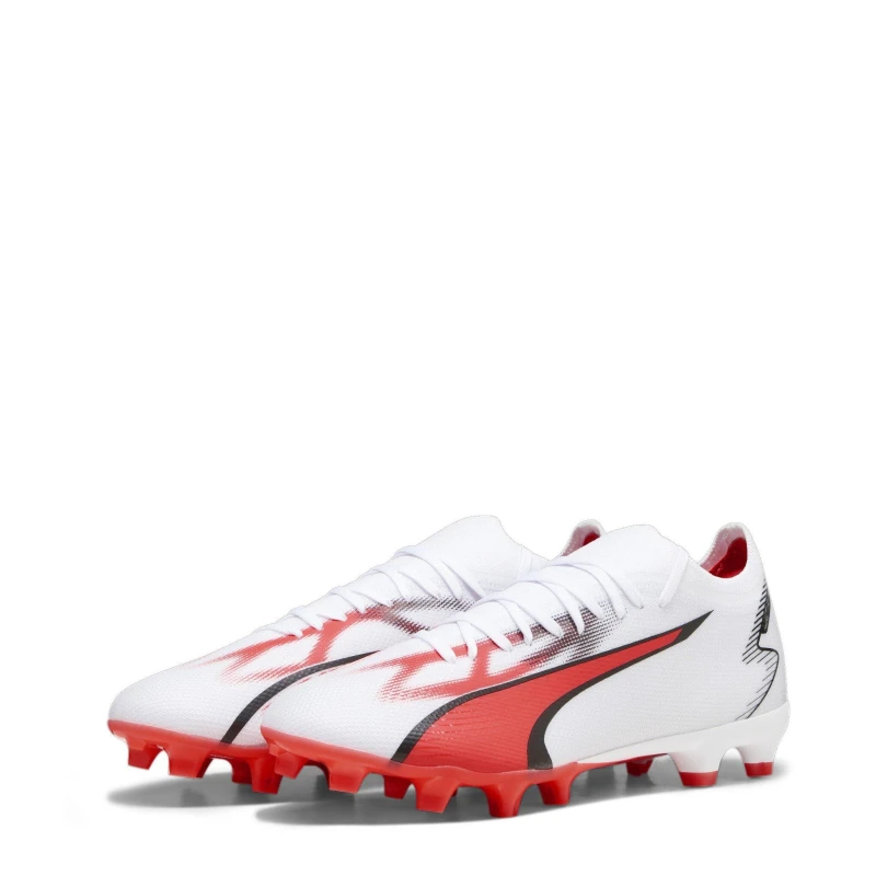 Image of Puma Ultra Match Firm Ground Football Boots - White White 5