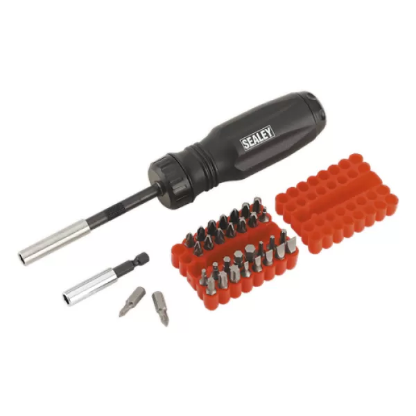 image of Genuine SEALEY AK6498 Gearless Ratchet Screwdriver Set 34pc