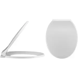 image of Round Thermoplastic Toilet Seat with Soft Close Hinges - White - Nuie