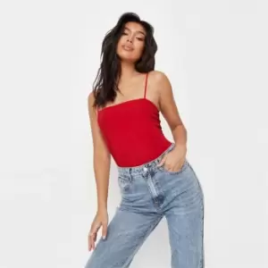 image of Missguided Slinky Strappy Bodysuit - Red