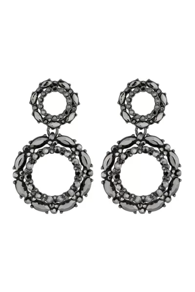 image of Hematite Black Diamond Mixed Stone Forward Facing Drop Earrings