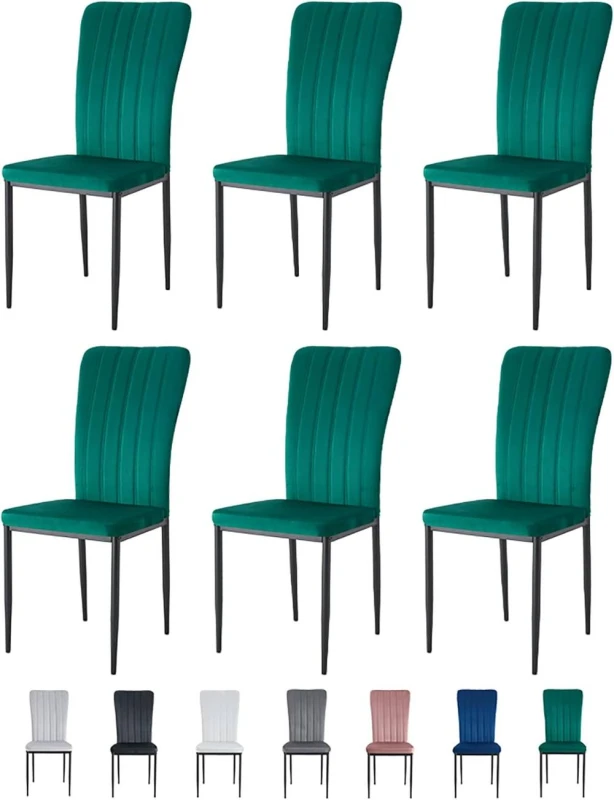 Image of MCC Direct Set of 6 High back Dining Chairs Velvet FabricKitchen/Dining Seating - Elle By MCC in Green Green Unisex