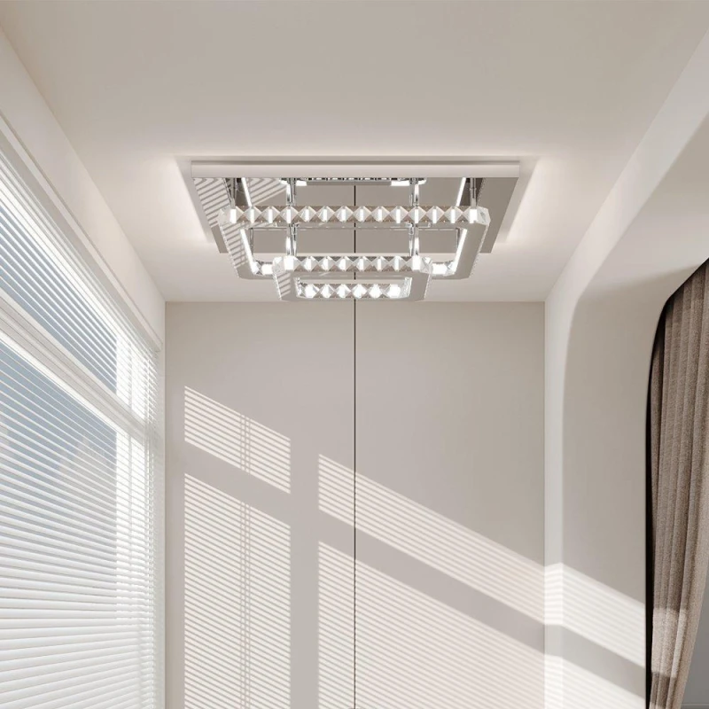Image of Kabinet UK 2-Tier Square Crystal LED Ceiling Light 50cm White unisex One Size