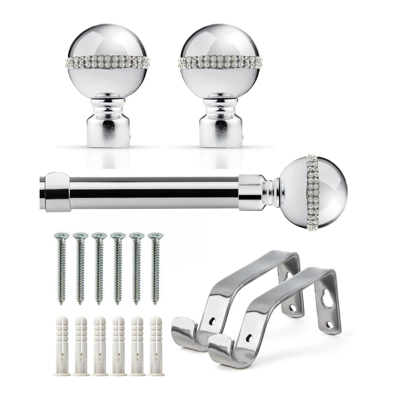 Image of Emma Barclay Curtain Pole Extendable Diamond Chrome unisex 120-210cm