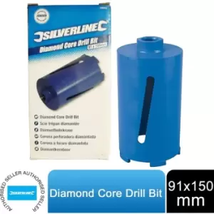 image of 598433 Heavy Duty Alloy Steel Diamond Core Drill Bit 91 x 150 mm - Silverline