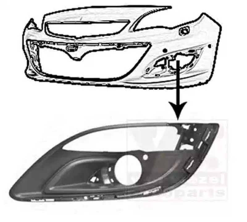 Image of VAN WEZEL 3753593 Bumper Grill ** Equipart ** Fitting Position: Left Front, with hole(s) for fog lights Ventilation Grille,bumper (244)