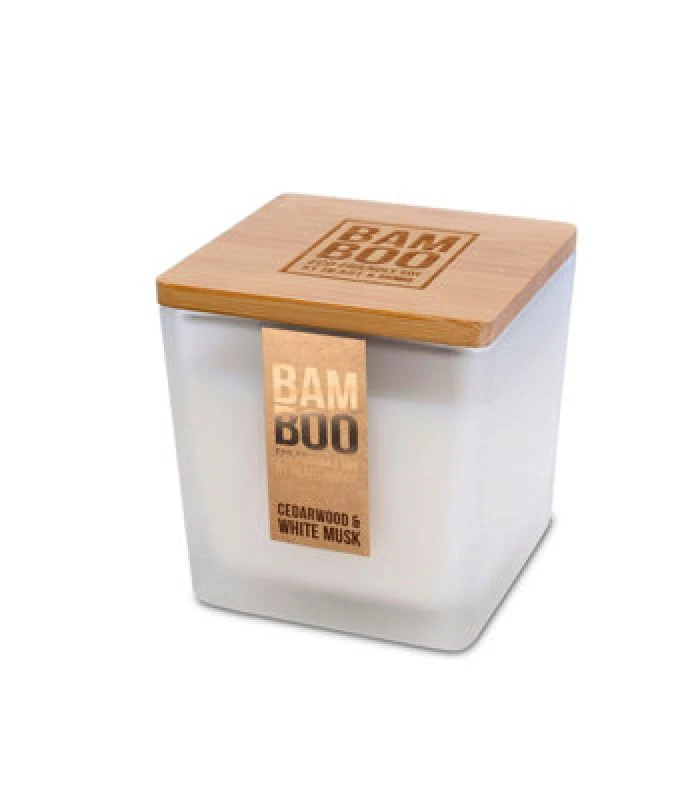 Image of Heart and Home Bamboo Cedarwood & White Musk Large Soy Candle - 40 Hours Burn - Crackling Wick