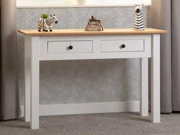 Image of Seconique Panama White and Waxed Pine 2 Drawer Console Table