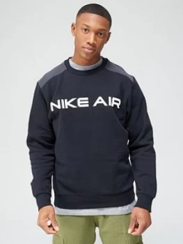 Image of Nike Air Contrast Block Crew Sweat - Black/Grey Size M Men