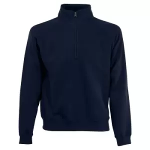 image of Fruit Of The Loom Mens Zip Neck Sweatshirt (2XL) (Deep Navy)