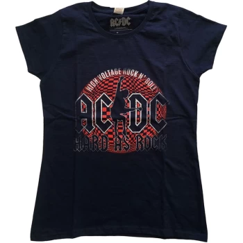 Image of AC/DC - Hard As Rock Womens Large T-Shirt - Blue