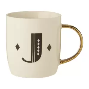 image of Bone China White/Gold J Alphabet Mug