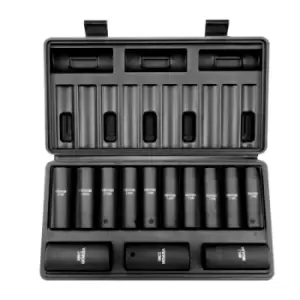 image of VEVOR Impact Sockets Set 13pcs Metric 6-Point 1/2in Drive Bit Ratchet Tool Kit