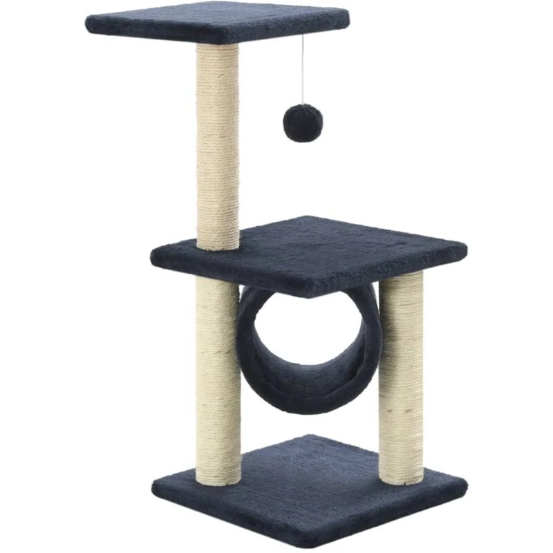 Image of vidaXL Cat Tree with Sisal Scratching Posts 65cm Dark Blue Kitten Play Centre
