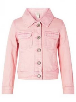 Image of Monsoon Girls Primrose Garment Dye Denim Jacket - Pink, Size 11-12 Years, Women