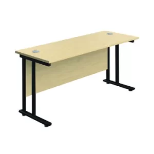 image of Jemini Rectangular Double Upright Cantilever Desk 1800x600x730mm Maple/Black KF820222