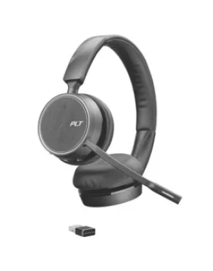 Image of Poly Voyager 4220 UC Wireless Stereo Binaural Headset Bluetooth 4.1 Boom Microphone 32 Ohm Impedance Uni Directional 94 dB Sensitivity