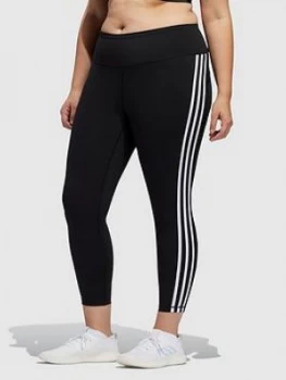 image of Adidas Believe This 3 Stripe 7/8 Leggings (Plus Size) - Black