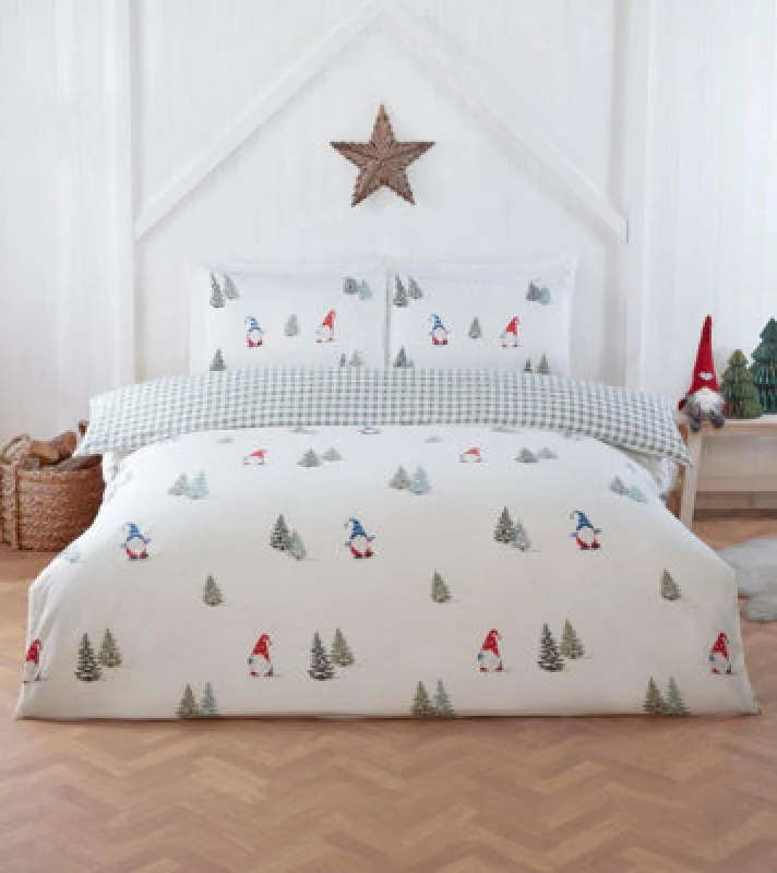 Image of Rapport Winter Gonk Duvet Cover Set Reversible Beddinggingham Design