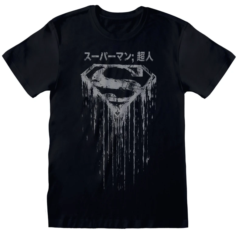 Image of Superman Mens Distressed T-Shirt in Black Size: Medium Black Male M