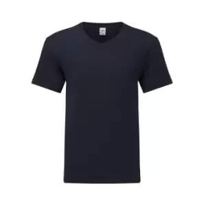 Image of Fruit Of The Loom Mens Iconic 150 V Neck T-Shirt (3XL) (Dark Navy)