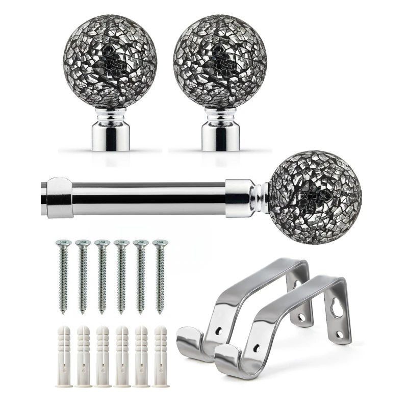 Image of Emma Barclay Curtain Pole Extendable Cut Glass Chrome unisex 120-210cm