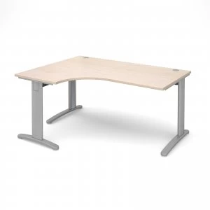 image of TR10 Deluxe Left Hand Ergonomic Desk 1600mm - Silver Frame maple Top