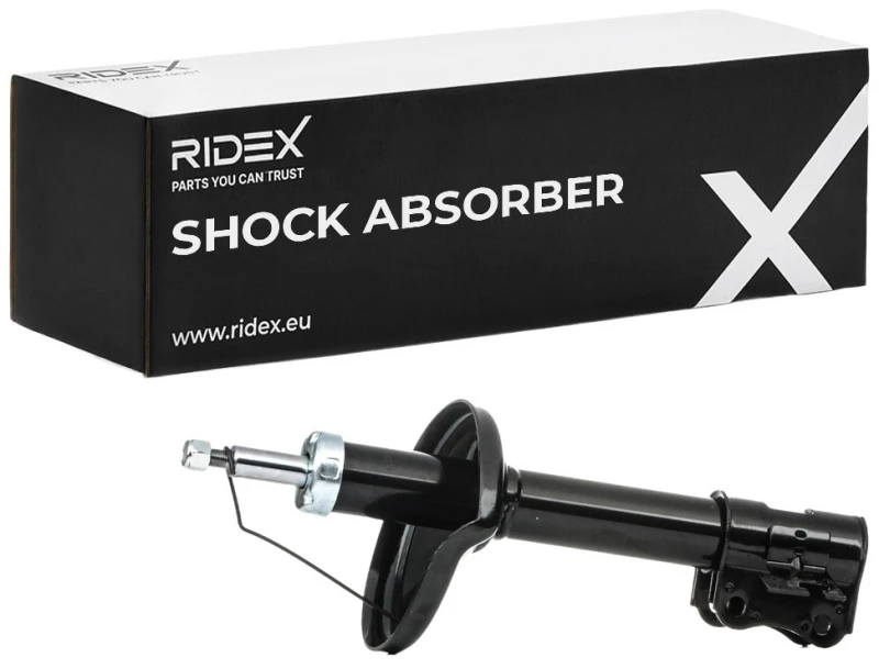 Image of RIDEX 854S0687 Shock absorber Rear Axle Left, Gas Pressure, Twin-Tube, Suspension Strut, Top pin Shock Absorber (854)