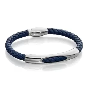 Image of Fred Bennett Tunnel Section Navy Leather Bracelet