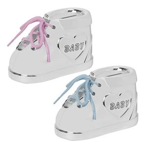 image of Bambino Silver Plated Baby Bootie Money Box