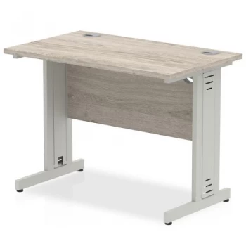 Image of Trexus Slim Rectangular Desk Silver Cable Managed Leg 1000x600mm Grey
