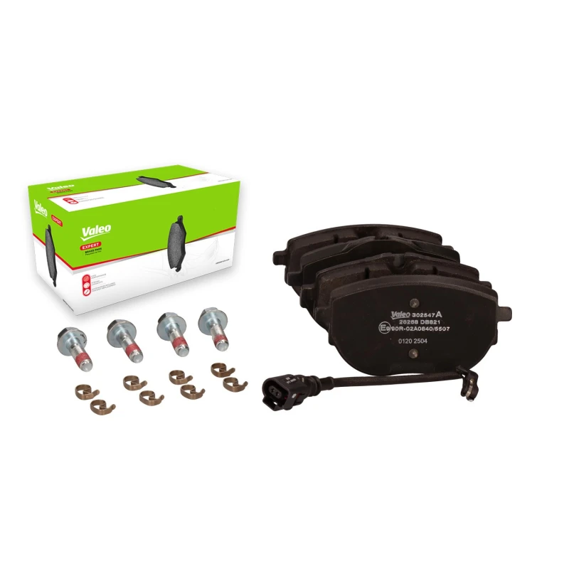 Image of VALEO 302547A Brake pad set EXPERT Front Axle, incl. wear warning contact, with anti-squeak plate Brake Pad Set,disc brake (402)