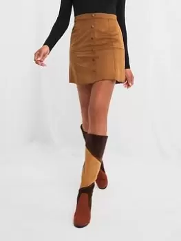 Image of Joe Browns Stunning Suedette Skirt -tan, Tan, Size 16, Women