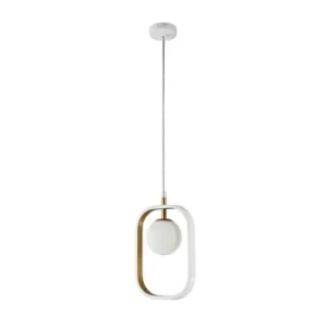 image of Avola Globe Ceiling Pendant Lamp White with Gold, 1 Light, G9