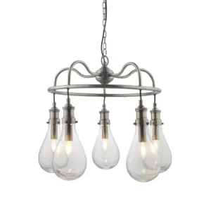 image of Hadassa Multi Arm Glass Pendant Light Antique Nickel Plate, Clear Glass