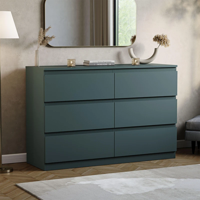 Image of Lassic Vida Designs Denver 6 Drawer Chest Jasper Green unisex 6 Drawer