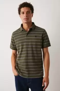 image of Mens Short Sleeve Grey Black Stripe Polo Shirt