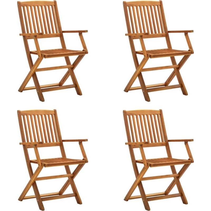 Image of VIDAXL Folding Outdoor Chairs 4 pcs Solid Acacia Wood Vidaxl 46338