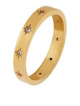 Image of Accessorize Z Sparkle Star Set Band Ring, Gold, Size L, Women