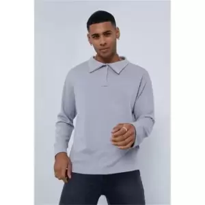 Image of I Saw It First Half Popper Polo Shirt - Grey