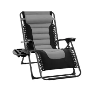 Image of Groundlevel Set Of 2 Extra Wide Garden Zero Gravity Chairs With Padded Seats Grey