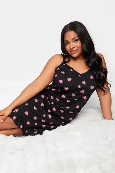 Image of Yours Printed Chemise Nightdress Black