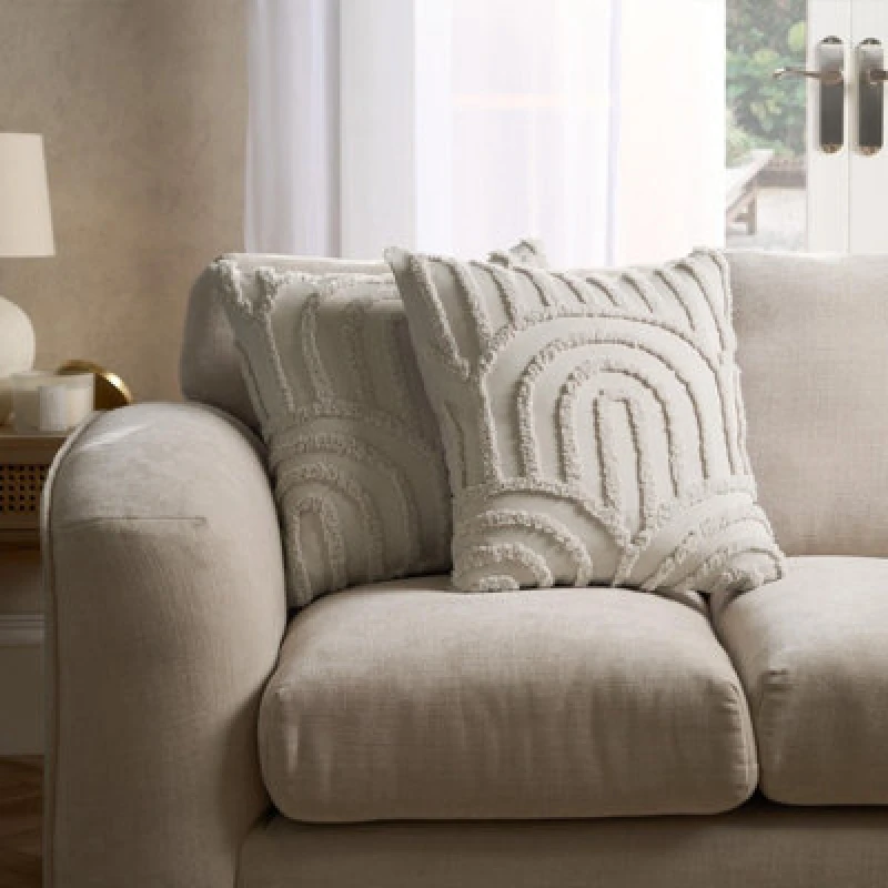 Image of OHS OHS 2 Pack Tufted Arch Cushion Cover in Natural Size: 45cm x 45cm Natural 45cm x 45cm Unisex 5027434205752